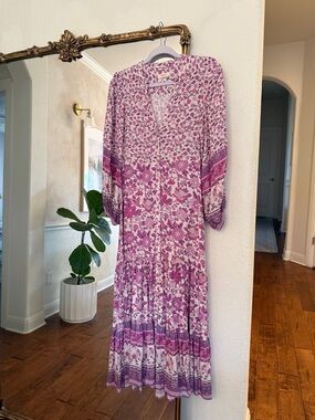 Spell Lavender-Pink Floral Midi Dress size small